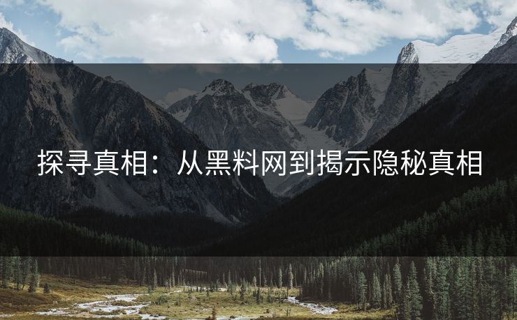 探寻真相：从黑料网到揭示隐秘真相