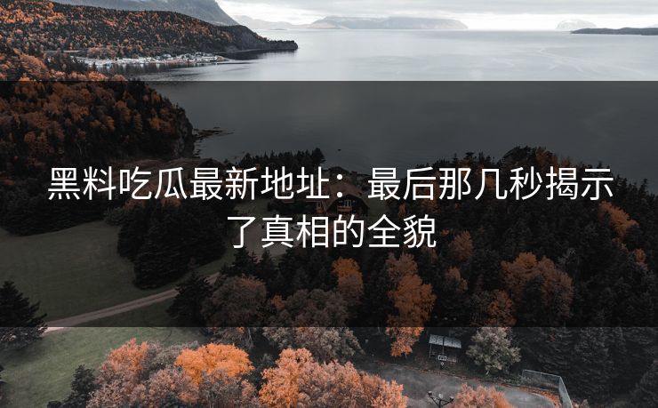 黑料吃瓜最新地址：最后那几秒揭示了真相的全貌