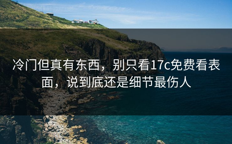 冷门但真有东西，别只看17c免费看表面，说到底还是细节最伤人