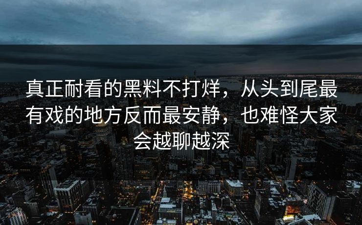 真正耐看的黑料不打烊，从头到尾最有戏的地方反而最安静，也难怪大家会越聊越深